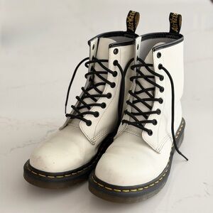 Dr. Martens White Lace-up Leather Boots - Women’s 8